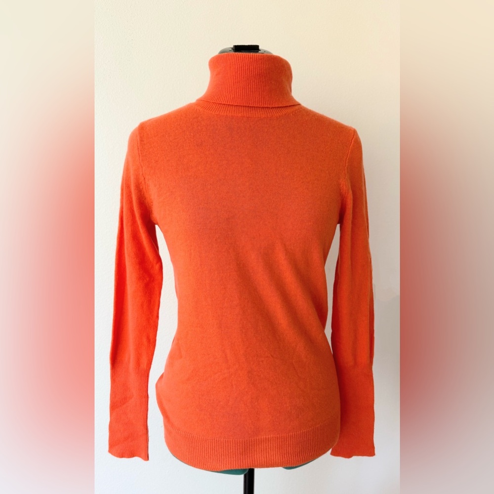 J. Crew Orange Cowl Neck Sweater with Ribbed Knit